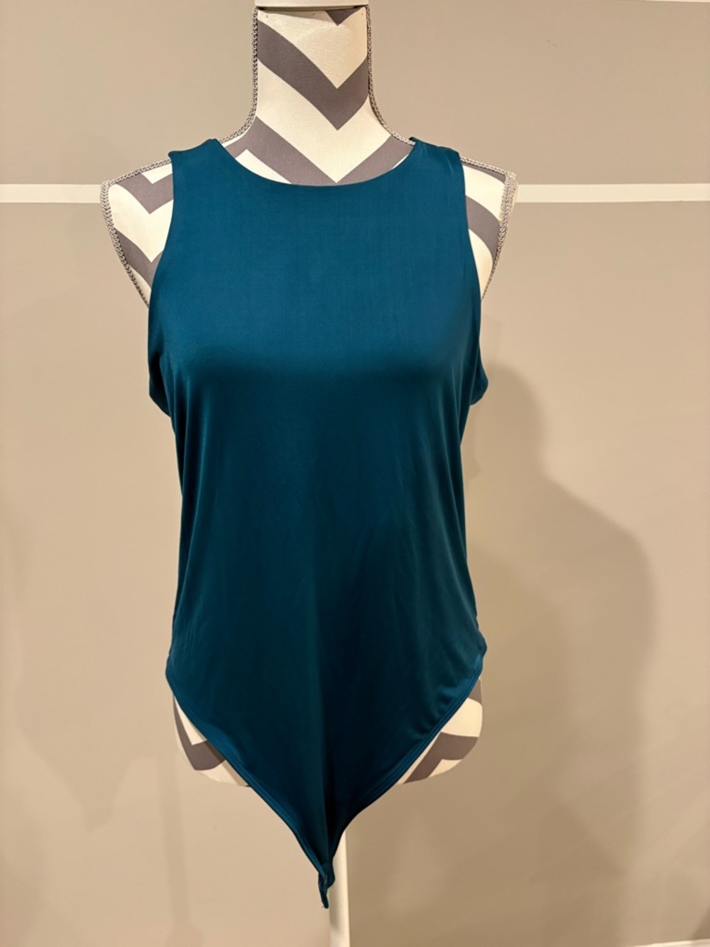 Express Body Contour Teal Blue High-Neck Bodysuit